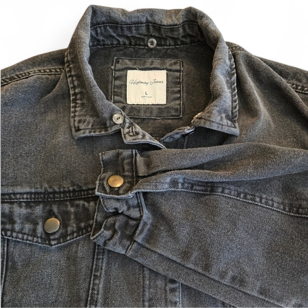 Vintage Highway Jeans Cropped Denim Jacket Women’s L Medium Wash Button Front - Picture 7 of 14